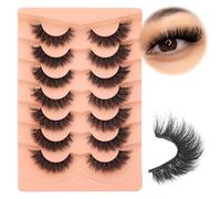 False Eyelashes Full Mink Lashes Long Eyelashes Thick Russian Strip Lashes Eye Volume Lash Strips D Curvature Dramatic 7 Pairs Fake Lash Extensions