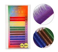 False Eyelashes Individual 3 Types Rainbow Colorful Eyelash Extension Gradient Fake Lashes with Blue Purple Yellow Green Pink Orange for Eye Makeup