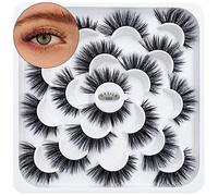False Eyelashes Lashes-Mink Lashes Fluffy 10 Pairs 6D Faux Lashes Pack 18mm Lashes Eye Lashes Pack Long Eyelashes Natural Look Reusable Fake Eyelashes Fluffy Eye Soft