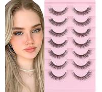 False Eyelashes Natural Fluffy Wispy Faux Mink Lashes Fluttery Light Fake Eyelashes Super Soft 7 Pairs Pack