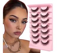False Eyelashes Natural Fluffy Wispy Faux Mink Lashes Fluttery Light Fake Eyelashes Super Soft 7 Pairs Pack