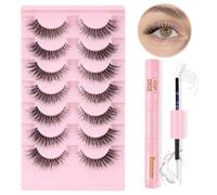 False Eyelashes Natural Fluffy Wispy Faux Mink Lashes Fluttery Light Fake Eyelashes Super Soft 7 Pairs Pack