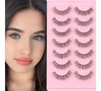False Eyelashes Natural Fluffy Wispy Faux Mink Lashes Fluttery Light Fake Eyelashes Super Soft 7 Pairs Pack