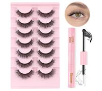 False Eyelashes Natural Fluffy Wispy Faux Mink Lashes Fluttery Light Fake Eyelashes Super Soft 7 Pairs Pack