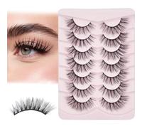False Eyelashes Natural Fluffy Wispy Lashes Mink Lashes 7 Pairs/Pack (10-18mm, Y17)
