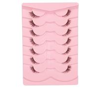 False Eyelashes Natural Half Cat Eye 3D Clear Band Pack Corner Short Fake Eyelashes 7 Pairs Multipack