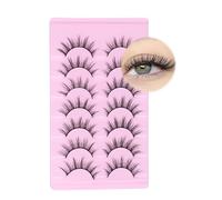 False Eyelashes Natural Look|7 Pairs Anime-Inspired|Clear Band,Fluffy Reusable for Cat Eye Effect