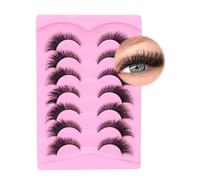 False Eyelashes Natural Look|7 Pairs Anime-Inspired|Clear Band,Fluffy Reusable for Cat Eye Effect