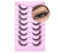 False Eyelashes Natural Look Clear Band Lashes Wispy Lashes Cat Eye Lashes 3D Fluffy Lashes Natural Fake Eye Lashes Pack by GVEFETIEE 8 Pairs