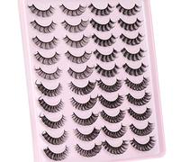 False Eyelashes Natural Look Russian Strip Lashes D Curl Fluffy Wispy Faux Mink Lashes 20 Pairs 4 Styles Volume Curly Fake Eyelashes Pack