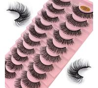 False Eyelashes Russian Strip Lashes 10 Pairs Reusable Natural Look 7D Faux Mink Lashes Fluffy Volume Wispy Fake Eyelashes Handmade Thick Soft Long Dramatic Eyelashes for Makeup (7D24)