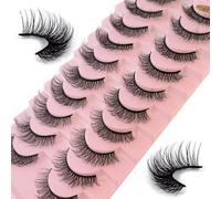 False Eyelashes Russian Strip Lashes 10 Pairs Reusable Natural Look 7D Faux Mink Lashes Fluffy Volume Wispy Fake Eyelashes Handmade Thick Soft Long Dramatic Eyelashes for Makeup (7D01)