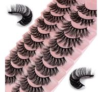 False Eyelashes Russian Strip Lashes 10 Pairs Reusable Natural Look 7D Faux Mink Lashes Fluffy Volume Wispy Fake Eyelashes Handmade Thick Soft Long Dramatic Eyelashes for Makeup (7D16)