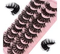 False Eyelashes Russian Strip Lashes 10 Pairs Reusable Natural Look 7D Faux Mink Lashes Fluffy Volume Wispy Fake Eyelashes Handmade Thick Soft Long Dramatic Eyelashes for Makeup (7D31)