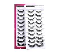 False Eyelashes Russian Strip Lashes D Curl 3D 10 Pairs Fake Lashes Natural False Eyelashe with Eyelash Glue Clear Adhesive Long Lasting Waterproof Multipack Eyelashes