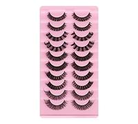 False Eyelashes Set 10 Pairs Wispy Natural Look Faux Mink Lashes Popular Strip Private Labels Eyelash Extension (A, One Size)