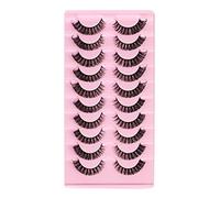 False Eyelashes Set 10 Pairs Wispy Natural Look Faux Mink Lashes Popular Strip Private Labels Eyelash Extension (E, One Size)