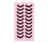 False Eyelashes Set 10 Pairs Wispy Natural Look Faux Mink Lashes Popular Strip Private Labels Eyelash Extension (D, One Size)