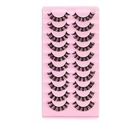 False Eyelashes Set 10 Pairs Wispy Natural Look Faux Mink Lashes Popular Strip Private Labels Eyelash Extension (C, One Size)