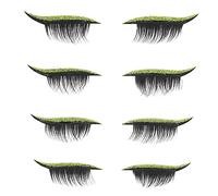 False Eyelashes Sticker Reusable Strong Stickiness Thick Eyelashes Easy To Apply Eyeliner Sticker For Parties Halloween Festivals 8Pcs (fluorescent cyan)