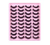 False Eyelashes with Natural Synthetic Volume, Pack of 20 Pairs, Thick Eyelashes, Natural Swing Eyelashes, Magnetic Transparent Eyeliner (C, One Size)