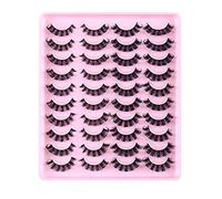 False Eyelashes with Natural Synthetic Volume, Pack of 20 Pairs, Thick Eyelashes, Natural Swing Eyelashes, Magnetic Transparent Eyeliner (E, One Size)