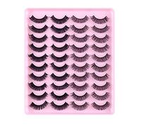 False Eyelashes with Natural Synthetic Volume, Pack of 20 Pairs, Thick Eyelashes, Natural Swing Eyelashes, Magnetic Transparent Eyeliner (B, One Size)