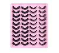 False Eyelashes with Natural Synthetic Volume, Pack of 20 Pairs, Thick Eyelashes, Natural Swing Eyelashes, Magnetic Transparent Eyeliner (D, One Size)