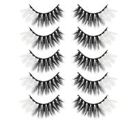 False Eyelashes with White Color on End, Two Toned Color Lashes Eyelashes Extension Tools Cosplay Makeup Natural Looking Masquerade Party Eyelashes (White&Black 5 Pairs)