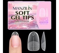 False Gel Tips with Guide Line Matte Look 240 Piece Set, A | Matte Finish with Press-on Gel Nails Tips for Easy Placement, 240 Pieces 12 Sizes for Home Application
