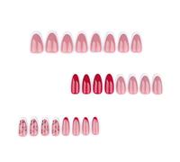 False gloss natural cover in the shape of almonds pressing nails. Acrylic glue false nail stick