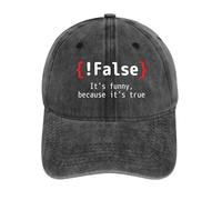 (!False) It's Funny, Because It's True in Text - Based Ironic and Humorous Design Washed Baseball Cap