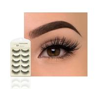 False Lashes Eyelashes, Cat Eye 3D 5 Pairs Lash Fluffy Russian Eyelash Strip Wispy, Handmade Lashes, Volume Dramatic, Thick Long Fake Lashes, Natural Cross Fake for Party Cosplay
