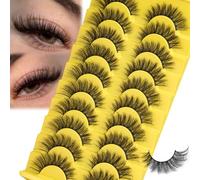 False Lashes Natural Look Eye Lashes Fake Eyelashes C-Curly 10-16mm Slightly Faux Mink Lashes Strip 10 Pairs False Eyelashes