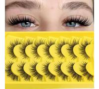 False Lashes Natural Look Eye Lashes Fake Eyelashes C-Curly 10-16mm Slightly Faux Mink Lashes Strip 10 Pairs False Eyelashes