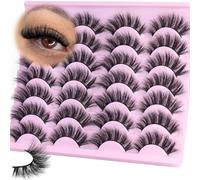 False Lashes Natural Look Eye Lashes Fake Eyelashes C-Curly 10-16mm Slightly Faux Mink Lashes Strip 10 Pairs False Eyelashes