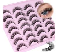False Lashes Natural Look Eye Lashes Fake Eyelashes C-Curly 10-16mm Slightly Faux Mink Lashes Strip 10 Pairs False Eyelashes