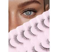 False Lashes Natural Looking False Lightweight Look 3D Natural 7 Pairs D15[D1 Natural (6-13MM), ]