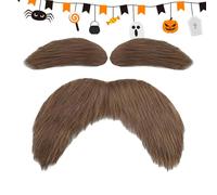 False Moustache and Eyebrow Set - Yellow Cosplay Costume Props | Halloween Party Beard and Eyebrow Set for Men, Women, Adults, Ideal for Photoshoot, Carnival, Theatre, Stage,