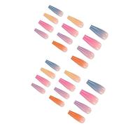 False Nail Sticks Long Nails Rainbow Gradient Color Glossy Acrylic Ballerina False Nails For Women And Girls Rainbow 5ml Nail Holder for Acrylic Nails (Pink, One Size)