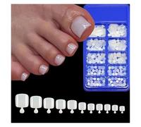 False Nails 100PC Red Color Press on Toenails Full Cover Soild/Clear/White Short Square Fake Toes Nails False Nail Tips for Women Feet Decor(Color6)
