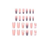 False Nails - 24 Pieces Artificial Nails | 3D False Nail Kit | Homemade Fake Fingertip, Manicure Nail Stickers, Natural Gradient Fake Nails, Set Of Bow Press On Nails, False Accessories For Girls