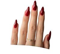 False Nails 24pcs Almond Wine Red False Nails Classic Vintage Nail Stickers Fake Press On Tips Long(Style 2)