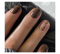 False Nails 24Pcs Fashion Fake Nails Press on Short Square Head False Nail Art Green Leopard Print Design Artifical Full Cover Tips(Color36)