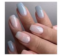 False Nails 24Pcs Fashion Fake Nails Press on Short Square Head False Nail Art Green Leopard Print Design Artifical Full Cover Tips(Color59)