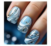 False Nails 24Pcs Fashion Fake Nails Press on Short Square Head False Nail Art Green Leopard Print Design Artifical Full Cover Tips(Color2)