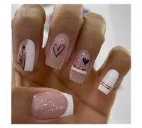 False Nails 24Pcs Fashion Fake Nails Press on Short Square Head False Nail Art Green Leopard Print Design Artifical Full Cover Tips(Color29)