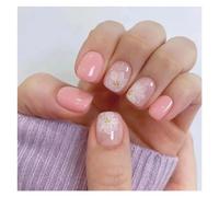 False Nails 24Pcs Fashion Fake Nails Press on Short Square Head False Nail Art Green Leopard Print Design Artifical Full Cover Tips(Color27)