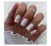 False Nails 24Pcs Fashion Fake Nails Press on Short Square Head False Nail Art Green Leopard Print Design Artifical Full Cover Tips(Color63)