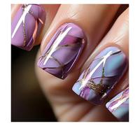 False Nails 24Pcs Fashion Fake Nails Press on Short Square Head False Nail Art Green Leopard Print Design Artifical Full Cover Tips(Color24)